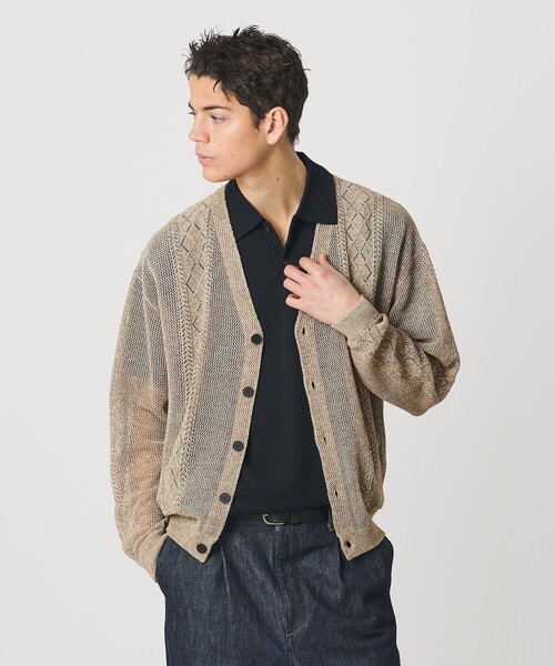 カーディガン BEAUTY&YOUTH BEAUTY＆YOUTH UNITED ARROWS カーディガン アイレットパターン シアー