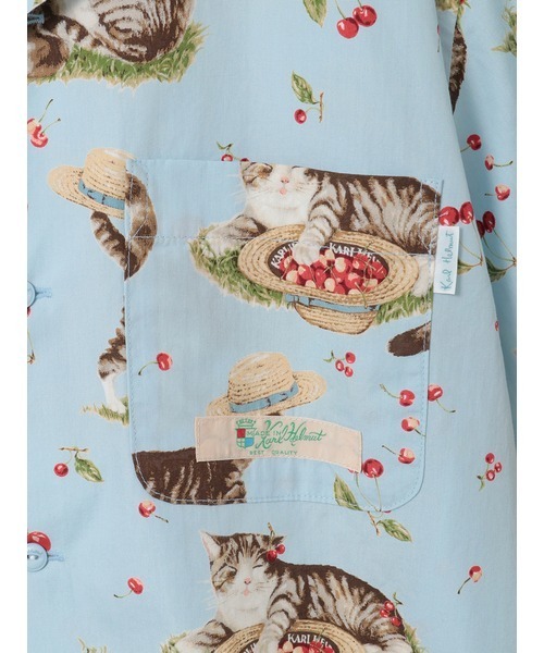 Karl Helmut シャツ さくらんぼの丘のねこプリントシャツブラウス