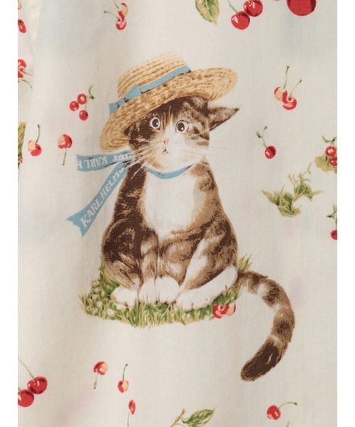 Karl Helmut シャツ さくらんぼの丘のねこプリントシャツブラウス