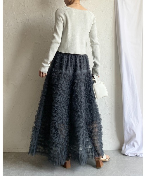 She's Closet ロング スカート Aラインフレアロング丈 フリル