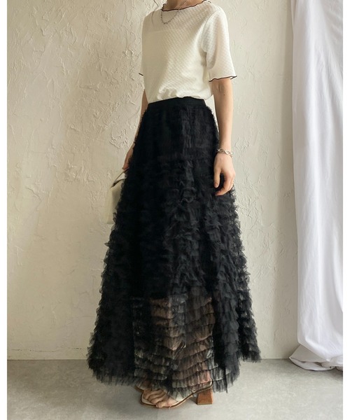 She's Closet ロング スカート Aラインフレアロング丈 フリル