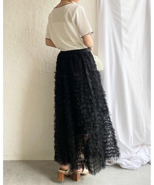 She's Closet ロング スカート Aラインフレアロング丈 フリル