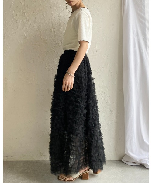 She's Closet ロング スカート Aラインフレアロング丈 フリル