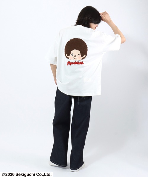 tシャツ 半袖 モンチッチ サガラ刺繍バックプリントTシャツ/ビッグ