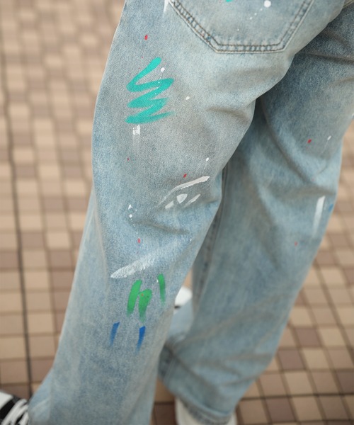 ジーンズ HOOK ペイントスプラッシュ デニムパンツ メンズ レディース