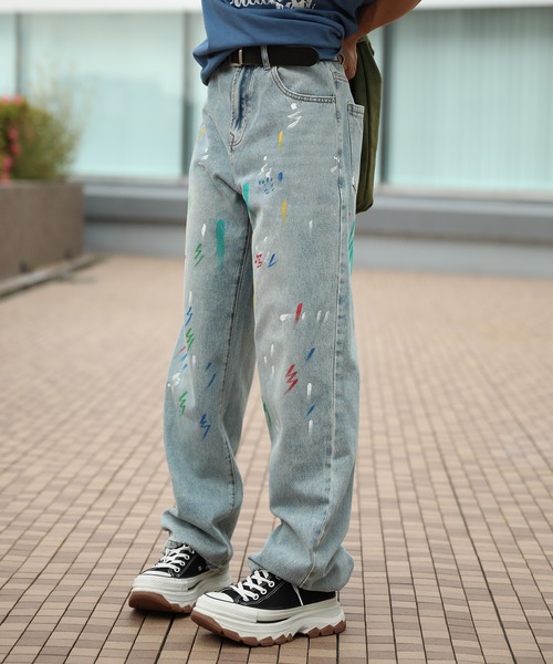ジーンズ HOOK ペイントスプラッシュ デニムパンツ メンズ レディース 
