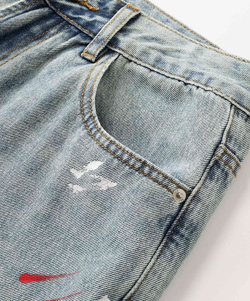 ジーンズ HOOK ペイントスプラッシュ デニムパンツ メンズ レディース