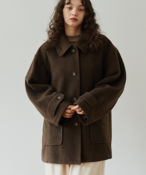 OLUN コート アウター Boucle mid coat/ブークレミドルコート