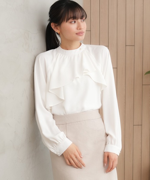 「TRUDEA」 長袖ブラウス LARGE ホワイト レディース_画像7