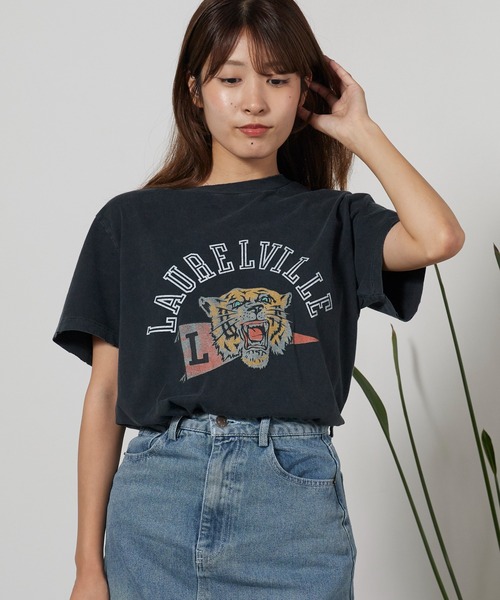 新品　レミレリーフ　プリントTシャツ　ブラック REMI RELIEF（レミ レリーフ） tシャツ SP加工T（LAUREL VILLE