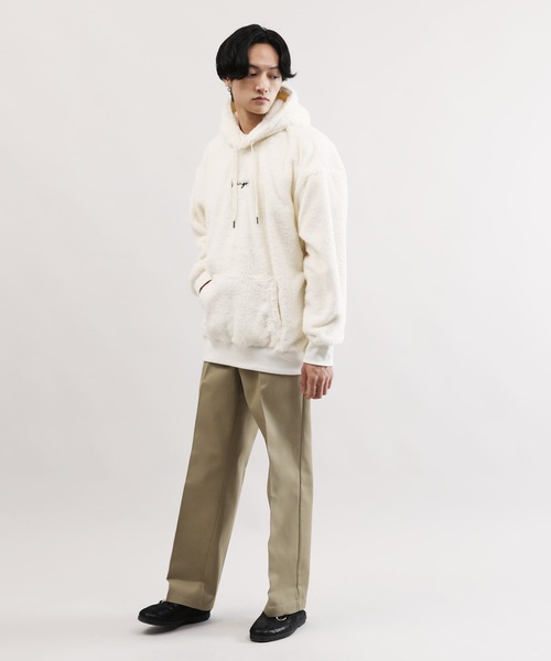 パーカー 男女兼用 オーバーサイズ アイボリー 韓国 限定 生産品 共用ウールボアフードジップアップジャケット-アイボリー（パーカー