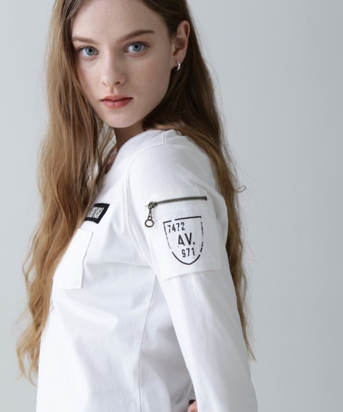tシャツ ファティーグロングスリーブティーシャツ/ L/S FATIGUE T-SHIRT レディース AVIREX tシャツ ファティーグロングスリーブティーシャツ/ L/S
