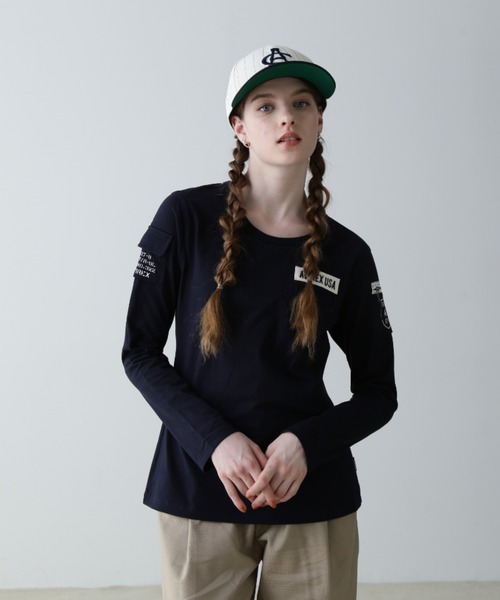 tシャツ ファティーグロングスリーブティーシャツ/ L/S FATIGUE T-SHIRT レディース AVIREX tシャツ ファティーグロングスリーブティーシャツ/ L/S