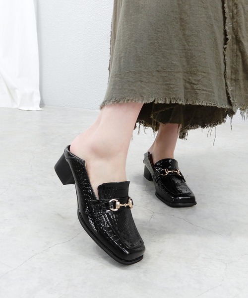 alala ローファー スクエアトゥビットヒールローファー