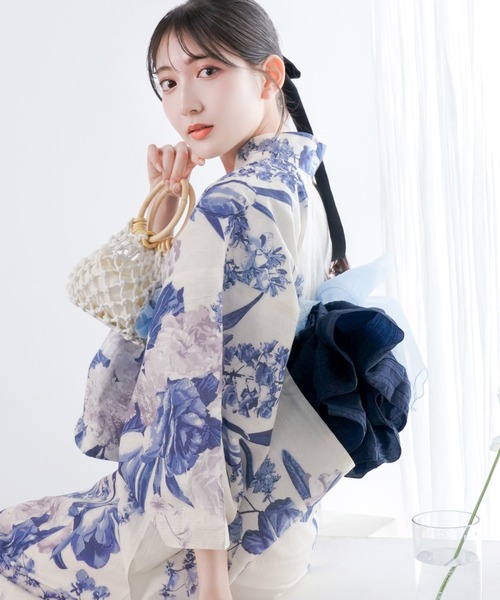 IEDIT 二部式セパレート浴衣とへこ帯セット IEDIT（イディット） 浴衣 着付けいらずでさっと着られる 大人の粋な二