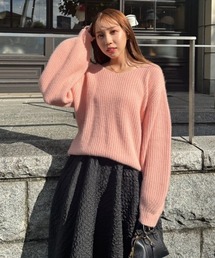 ニット セーター ラクーンミックスニットトップス レディース rienda ニット セーター ラクーンミックスニットトップス