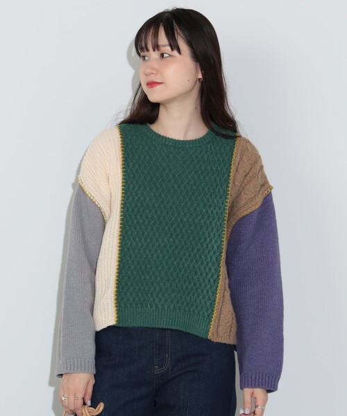 BEAMS HEART（ビームス ハート） ニット セーター パッチワーク配色