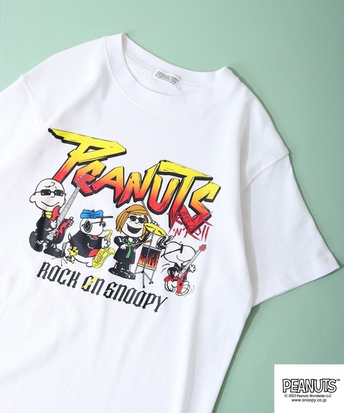 PEANUTS tシャツ スヌーピー ヘビーウェイト ロック Tシャツ