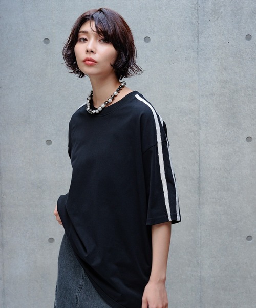 PAGEBOY tシャツ ラインスリーブルーズTシャツ レディース