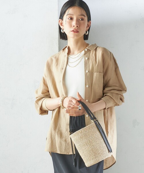 現行品　SHIPS　IMPERIAL LINEN オーバー シャツ　美品　麻　M SHIPS ブラウス シャツ 「手洗い可能」IMPERIAL LINEN オーバー