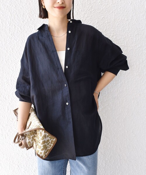 SHIPS ブラウス シャツ 「手洗い可能」IMPERIAL LINEN オーバー