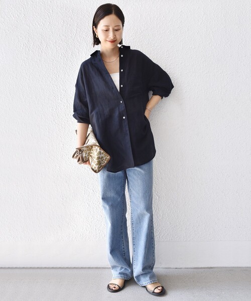 〈手洗い可能〉IMPERIAL LINEN オーバー シャツ SHIPS ブラウス シャツ 「手洗い可能」IMPERIAL LINEN オーバー