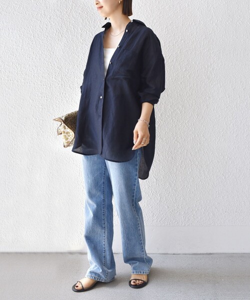 現行品　SHIPS　IMPERIAL LINEN オーバー シャツ　美品　麻　M SHIPS ブラウス シャツ 「手洗い可能」IMPERIAL LINEN オーバー