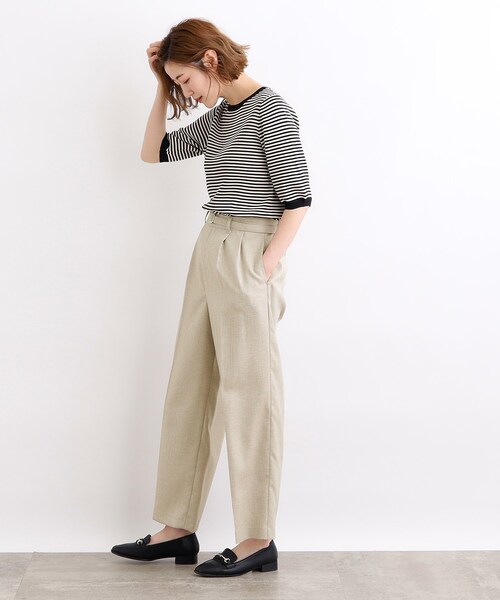 grove パンツ 洗練されたリネンライクワイドパンツ レディース