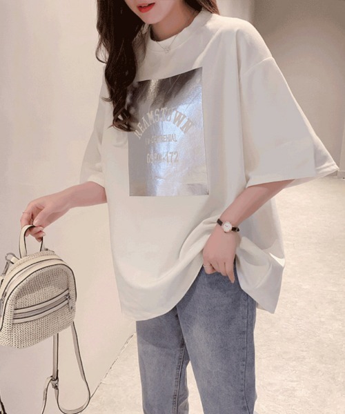 あページ【9/15着】 tシャツ フロントプリント オーバーサイズTシャツ レディース