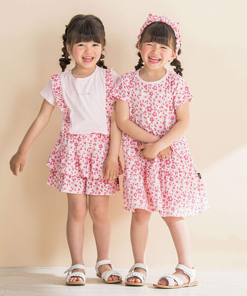 【希少モデル】ヘルノ☆フリルTシャツ 総柄 入手困難 即完売注意 Noeil aime BeBe tシャツ クレープヒョウ柄フリル付きTシャツ(80