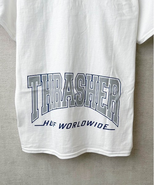 ★国内在庫/即発可*HUF×Thrasher*HIGH-POINロゴプリントTシャツ HUF Worldwide x Thrasher 