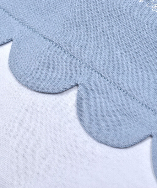 Tシャツワンピース ショート 半袖 バイカラー クルーネック 切替 BeBe tシャツ スカラップ切り替えバイカラー半袖天竺Tシャツ(90