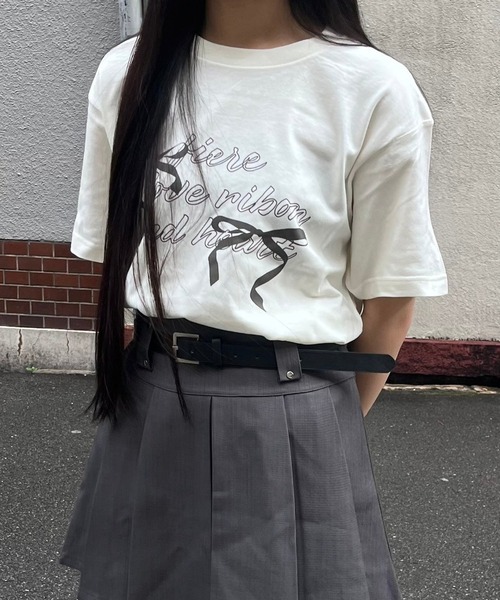 20471120TレディースTシャツ fiere tシャツ リボンガーリー半袖Tシャツ レディース