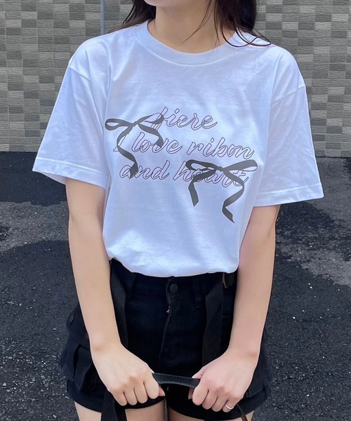 fiere（フィエール） tシャツ リボンガーリー半袖Tシャツ レディース