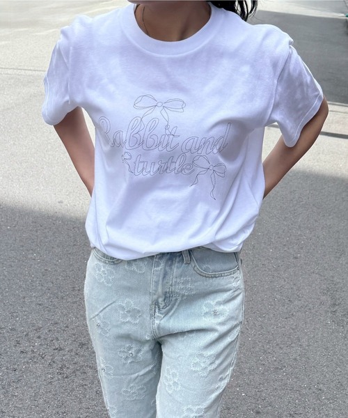 fiere（フィエール） tシャツ リボンガーリー半袖Tシャツ レディース