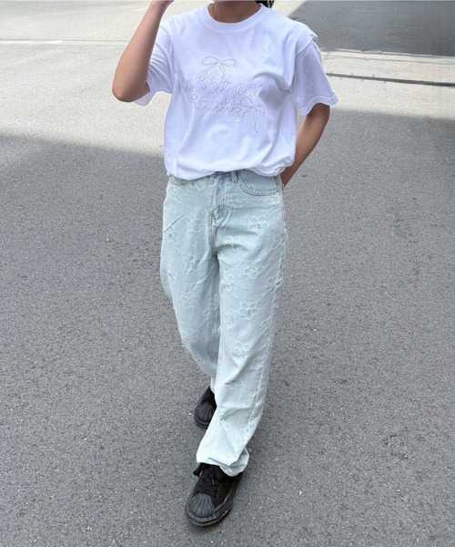 完売品レアOff-White™ ピンクリボン半袖Tシャツ オフホワイト　ガーリー Off-White（Tシャツ(半袖/袖なし)）のフリマアイテム一覧