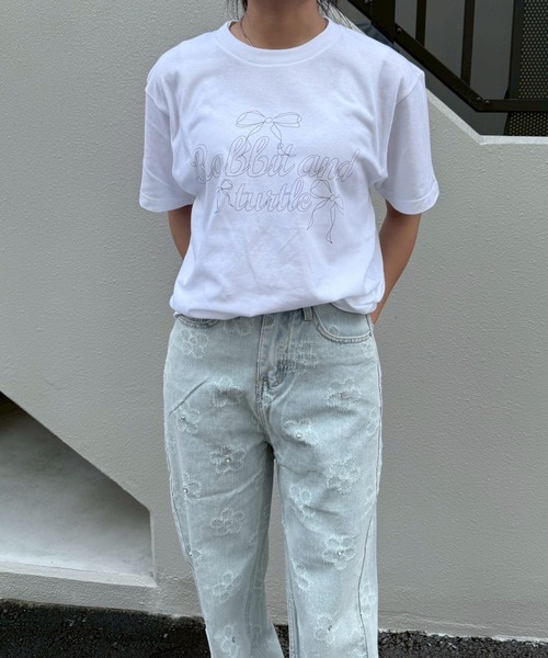 fiere tシャツ リボンガーリー半袖Tシャツ レディース