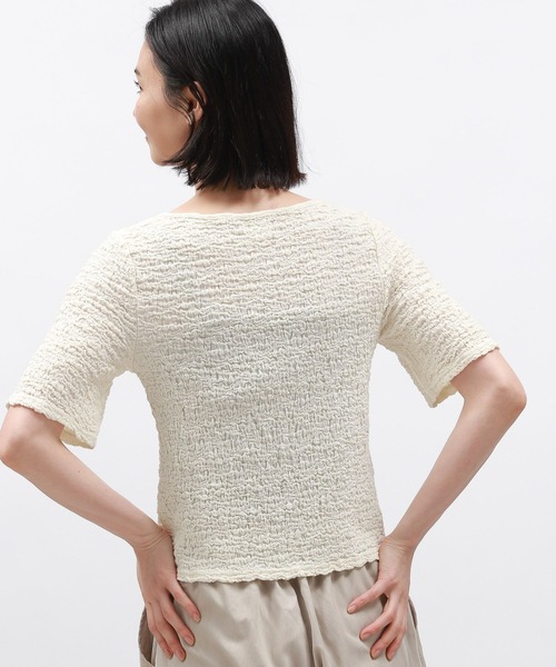 LAKOLE カーディガン カットジャガードショートカーディガン半袖