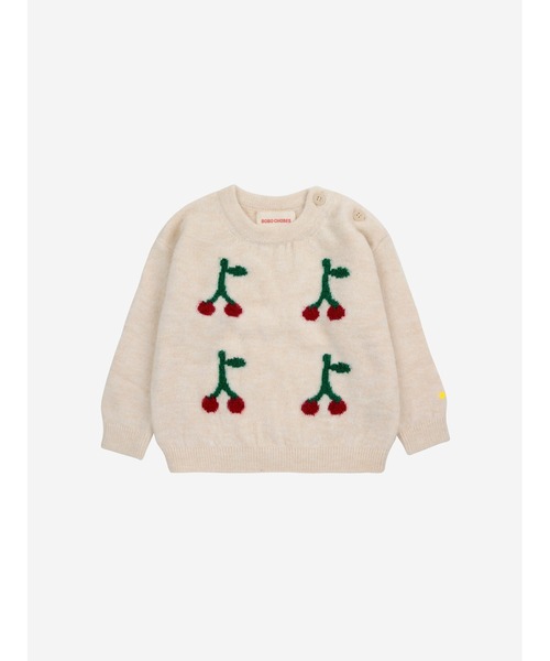 BOBO CHOSES - 編み物 ティーシャツ Baby Cherry jumper キッズ 小わっぱ服 お坊っちゃん うしろ帯 セーター-ベビー、キッズ、マタニティ