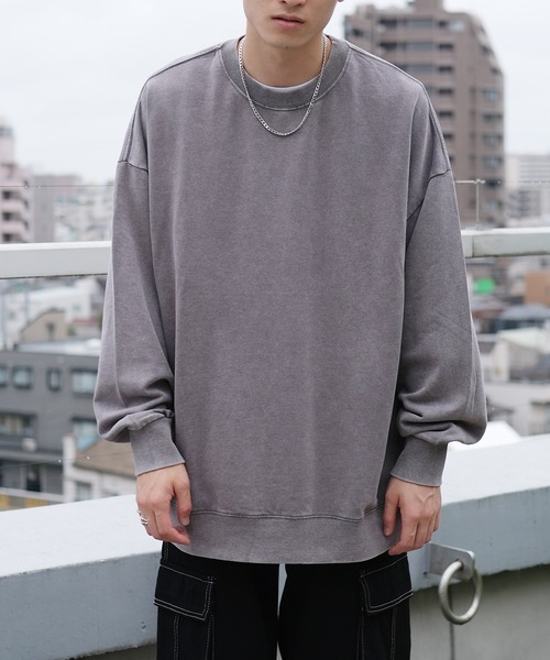 トレーナー スウェット HOOK -select- ベーシックウォッシュ袖切り替え