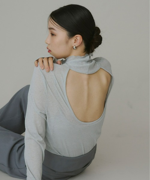 Olu. tシャツ シアーバックオープンプルオーバー レディース