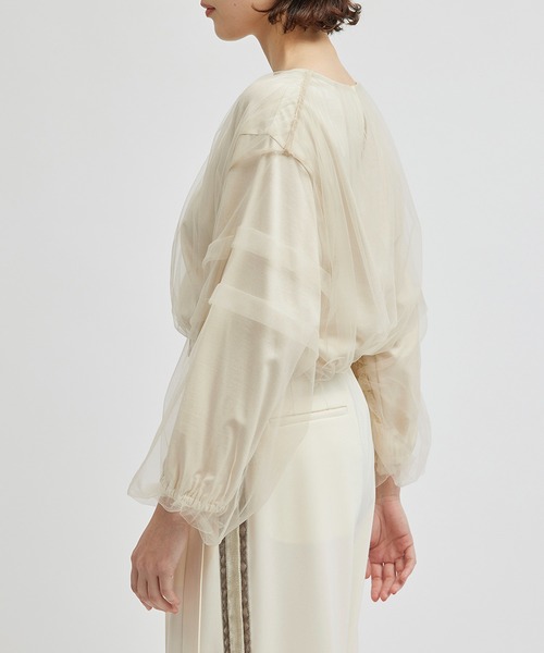 ROPE'（ロペ） tシャツ チュールレイヤードブラウスライクカットソー