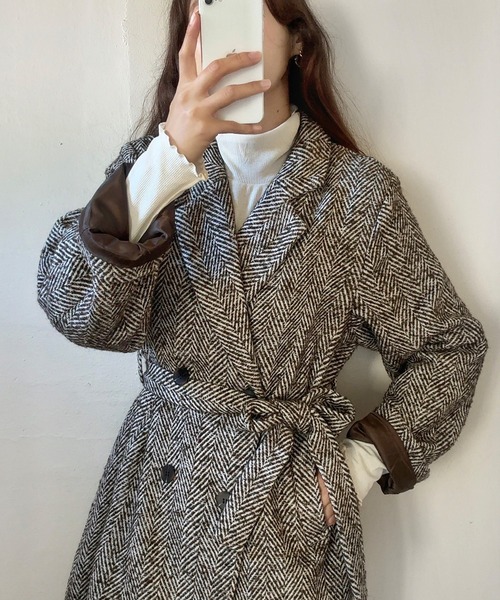 希少□アニエス・ベー ロング丈 ステンカラーコート グレー