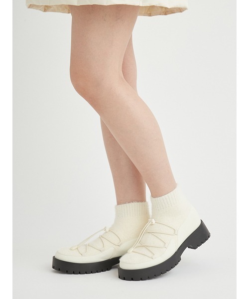 emmi ニットブーツ 24.5 エミ ホワイト アイボリー emmi atelier】Vibramニットブーツ（ブーツ）｜emmi（エミ）の