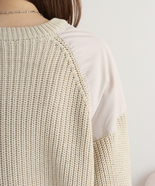 ニット セーター A.N.L ショルダーパッチクルーネックニット レディース ニット セーター A.N.L ショルダーパッチクルーネックニット