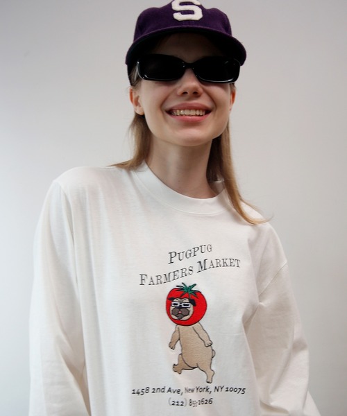 HUMAROUS tシャツ PUG FARMERS MARKET ロンTee レディース
