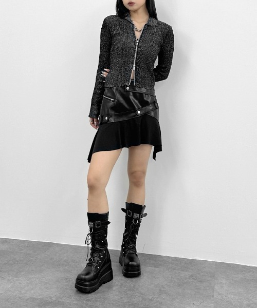 LVEU.（ラブユ） カーディガン 「LVEU.」ダブルジップラメニット長袖