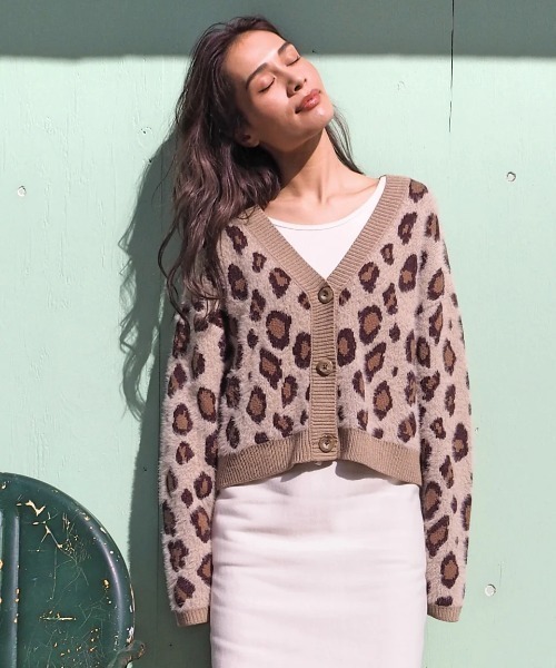カーディガン BILLABONG レディース SHAGGY SWEATER CADI セーター/ビラボンショート丈レオパード柄シャギーカーディガン レ