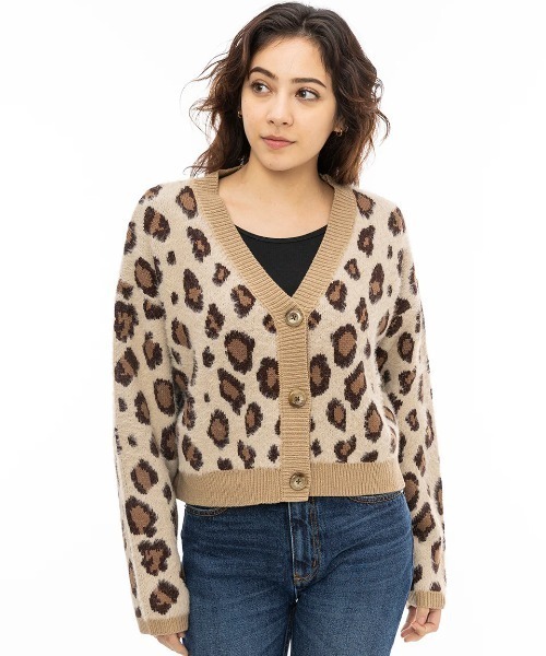 カーディガン BILLABONG レディース SHAGGY SWEATER CADI セーター/ビラボンショート丈レオパード柄シャギーカーディガン レ BILLABONG カーディガン レディース SHAGGY SWEATER CADI