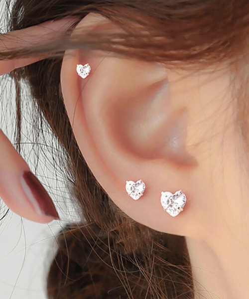 CERCA ピアス SARINOHANA/ハートピアス/silver925/キュービック